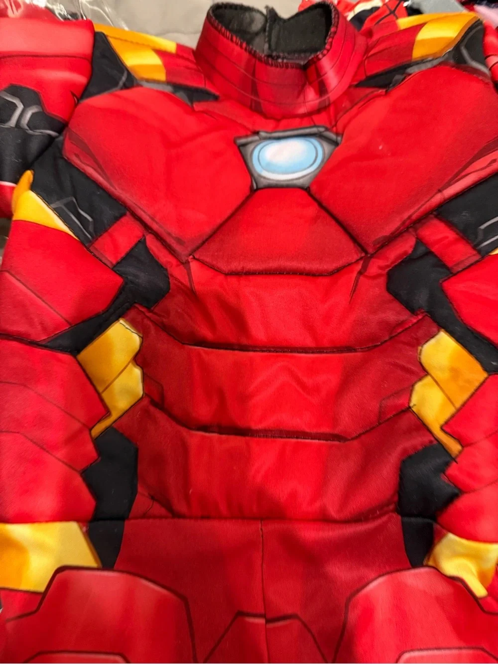 Avengers Kids Red Iron Man Style Muscle Costume with Mask and Gloves - Picture 6 of 9